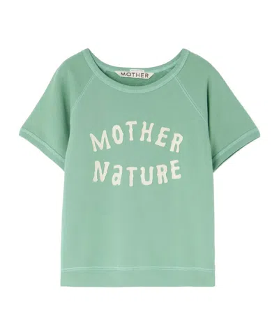 Mother The Short Sleeve Cotton Sweatshirt In Green