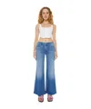 Mother High-waisted Wide Leg Jeans In Work Hard Play Hard In Blue