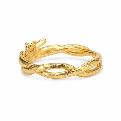 Mother Nature Jewelry Women's Gold Olive Twig Ring, Handmade Minimalist Band - Dainty Jewelry, Sterling Silver