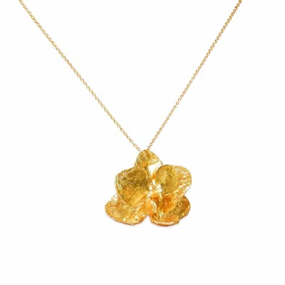 Mother Nature Jewelry Women's Gold Orchid Flower Necklace, Handmade Statement Pendant - Nature Jewelry