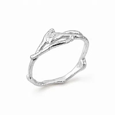 Mother Nature Jewelry Women's Jasmine Branch Ring, Handmade Silver Twig Band - Minimalist Jewelry, Sterling Silver In Metallic