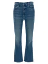 Mother The Insider Crop Step Fray Jeans Not Rough Enough In Navy Blue