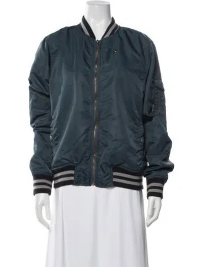 Pre-owned Mother Nylon Bomber Jacket In Blue