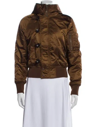 Pre-owned Mother Nylon Bomber Jacket In Brown