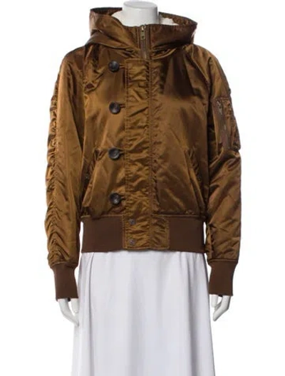 Pre-owned Mother Nylon Bomber Jacket In Brown