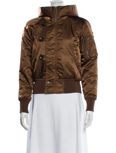 Pre-owned Mother Nylon Bomber Jacket In Brown