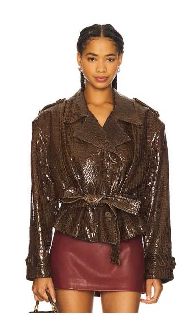 Mother Of All Brooklyn Trench Leather Coat In Burgundy