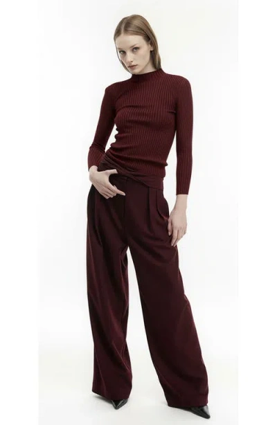Mother Of All Elena Turtleneck Knit Top In Burgundy