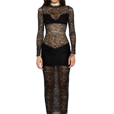 Mother Of All Ellie Lace Midi Dress In Black