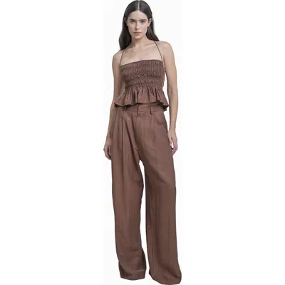 Mother Of All Hedi Mid Waist Tailored Pants In Brown