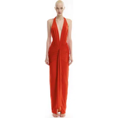 Mother Of All Inaya Collar Maxi Dress In Red