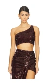 Mother Of All Lauren Sequins Crop Top In Brown