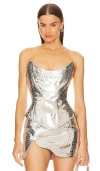 Mother Of All Nemasis Leather Corset In Metallic Silver