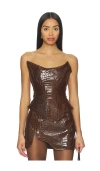 Mother Of All Nemesis Leather Corset Top In Brown
