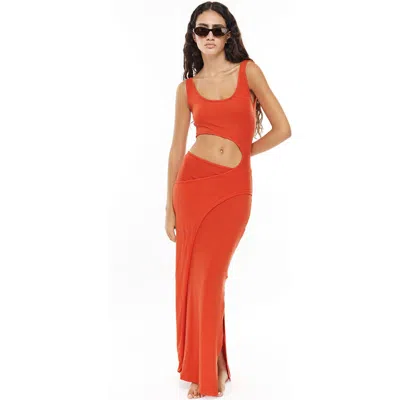 Mother Of All Papper Cut Out Maxi Dress In Orange
