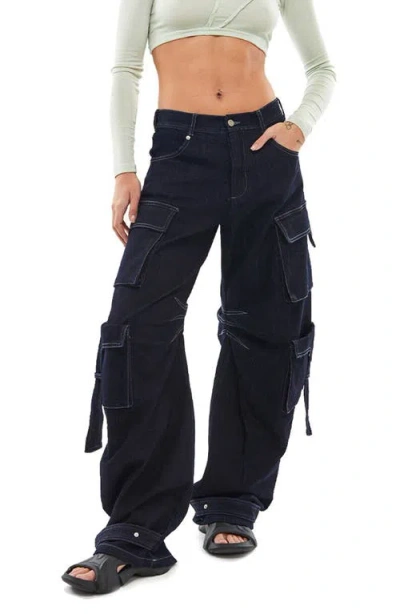 Mother Of All Rae Denim Cargo Pants In Black