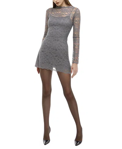 Mother Of All Refaela Lace Mini Dress In Gray
