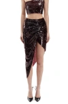 Mother Of All Sharon Sequins Skirt In Burgundy