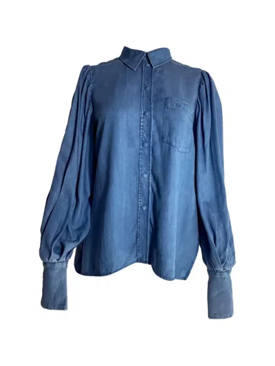 Pre-owned Mother Of Pearl Bishop-sleeve Buttoned Shirt In 蓝色