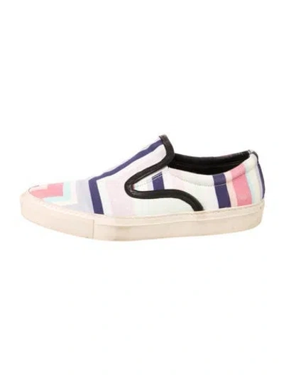 Pre-owned Mother Of Pearl Canvas Striped Loafers In Blue
