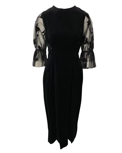 Mother Of Pearl Faith Velvet And Flocked Tulle Dress In Black