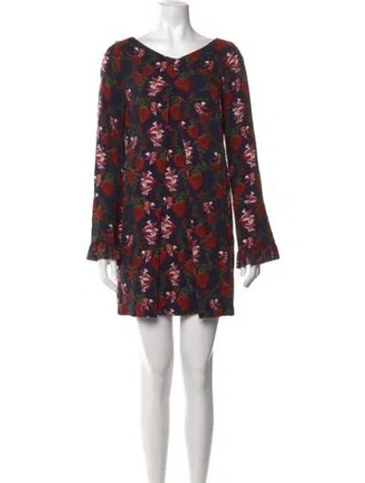 Pre-owned Mother Of Pearl Floral Print Mini Dress In Blue/red