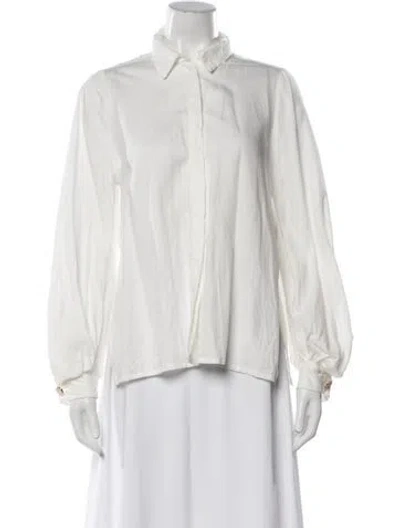 Pre-owned Mother Of Pearl Long Sleeve Button-up Top In White