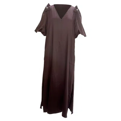 Pre-owned Mother Of Pearl Louella Faux Pearl-embellished Maxi Dress In Maroon Tencel In Brown