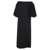 Mother Of Pearl Off Shoulder Midi Dress In Black Polyester In Black