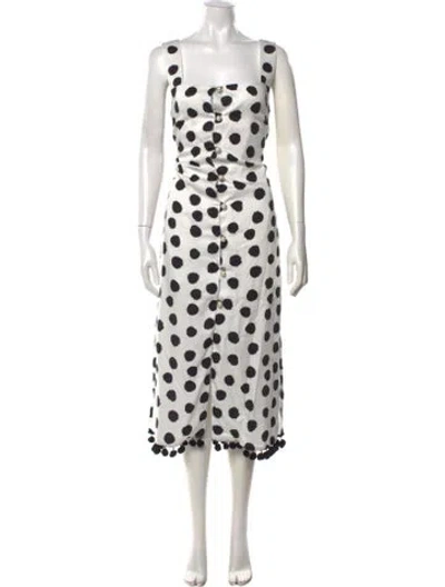 Pre-owned Mother Of Pearl Polka Dot Print Midi Length Dress In White