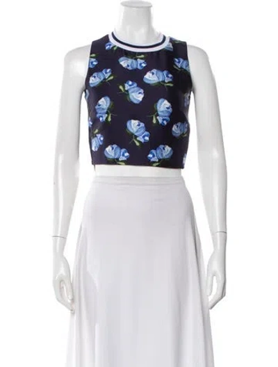 Pre-owned Mother Of Pearl Silk Floral Print Crop Top In Multi
