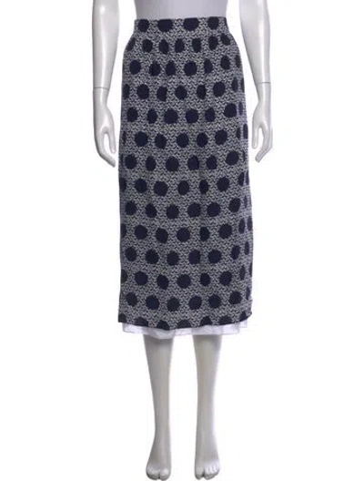 Pre-owned Mother Of Pearl Silk Midi Length Skirt In Black/blue/white