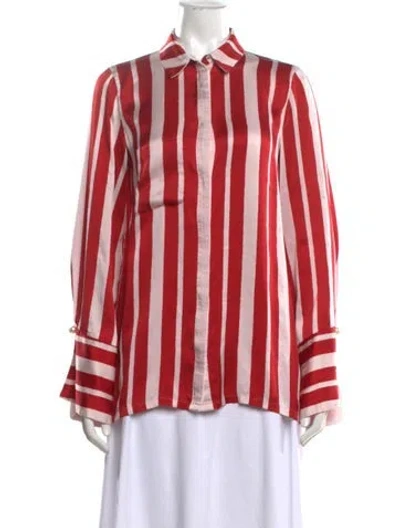 Pre-owned Mother Of Pearl Silk Striped Blouse In Red/white