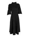 Mother Of Pearl Sofia Puffed Sleeve Midi Dress In Black Cotton In Black
