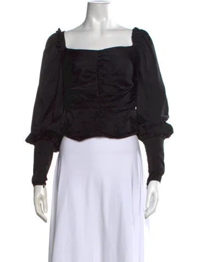 Pre-owned Mother Of Pearl Square Neckline Long Sleeve Blouse In Black