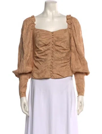 Pre-owned Mother Of Pearl Square Neckline Long Sleeve Crop Top In Neutral