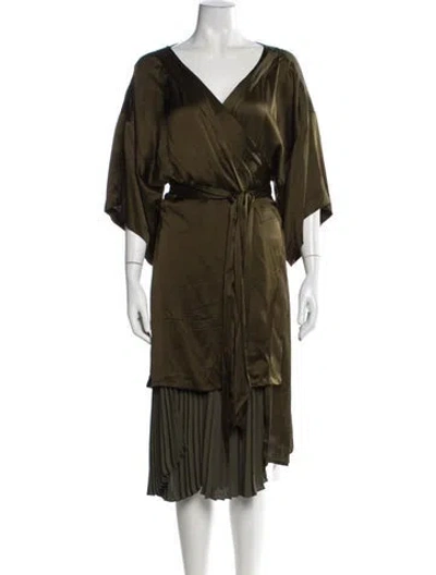 Pre-owned Mother Of Pearl V-neck Midi Length Dress In Green