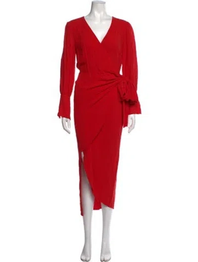 Pre-owned Mother Of Pearl V-neck Midi Length Dress In Red