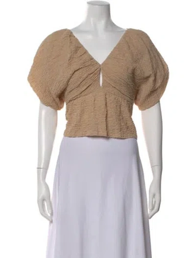 Pre-owned Mother Of Pearl V-neck Short Sleeve Top In Neutral