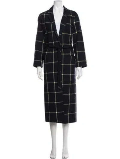 Pre-owned Mother Of Pearl Wool Plaid Print Coat In Blue