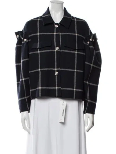 Pre-owned Mother Of Pearl Wool Plaid Print Jacket In Blue