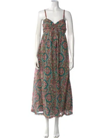 Pre-owned Mother Paisley Print Long Dress In Green