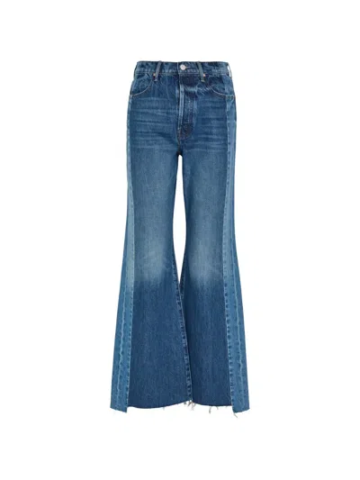 Mother Tux Sidestepper Sneak Fray Denim Jean In Double Take In Blue
