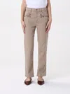 Mother Straight Trousers With Embroidered Detail And Pockets In Neutral