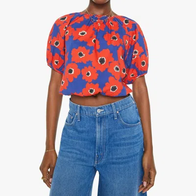 MOTHER PARTY CREWNECK BLOUSE IN POP ART POPPIES