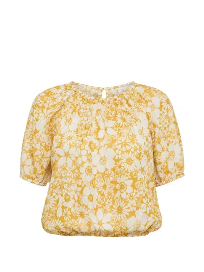 Mother The Party In Back Shirt Floral Notes In Yellow