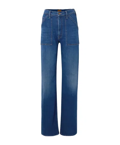 Mother Patch Maven High-waisted Wide-leg Jeans In Blue