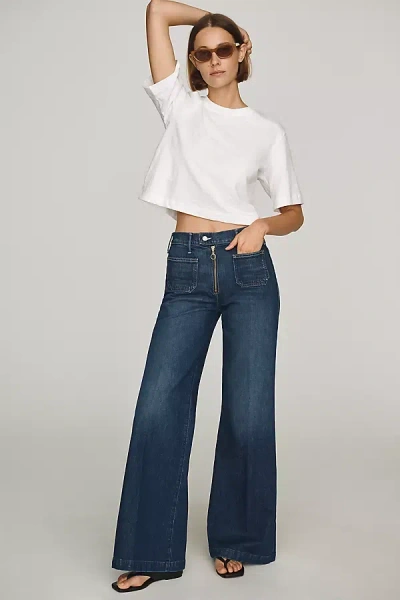 Mother Patch Pocket Hustler High-rise Wide-leg Jeans In Blue
