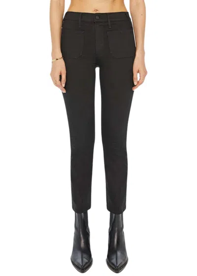Mother Patch Pocket Insider Ankle Jean In Pitch In Black