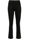 Mother The Insider Mid-rise Frayed Step-hem Stretch Crop Jeans In Blue